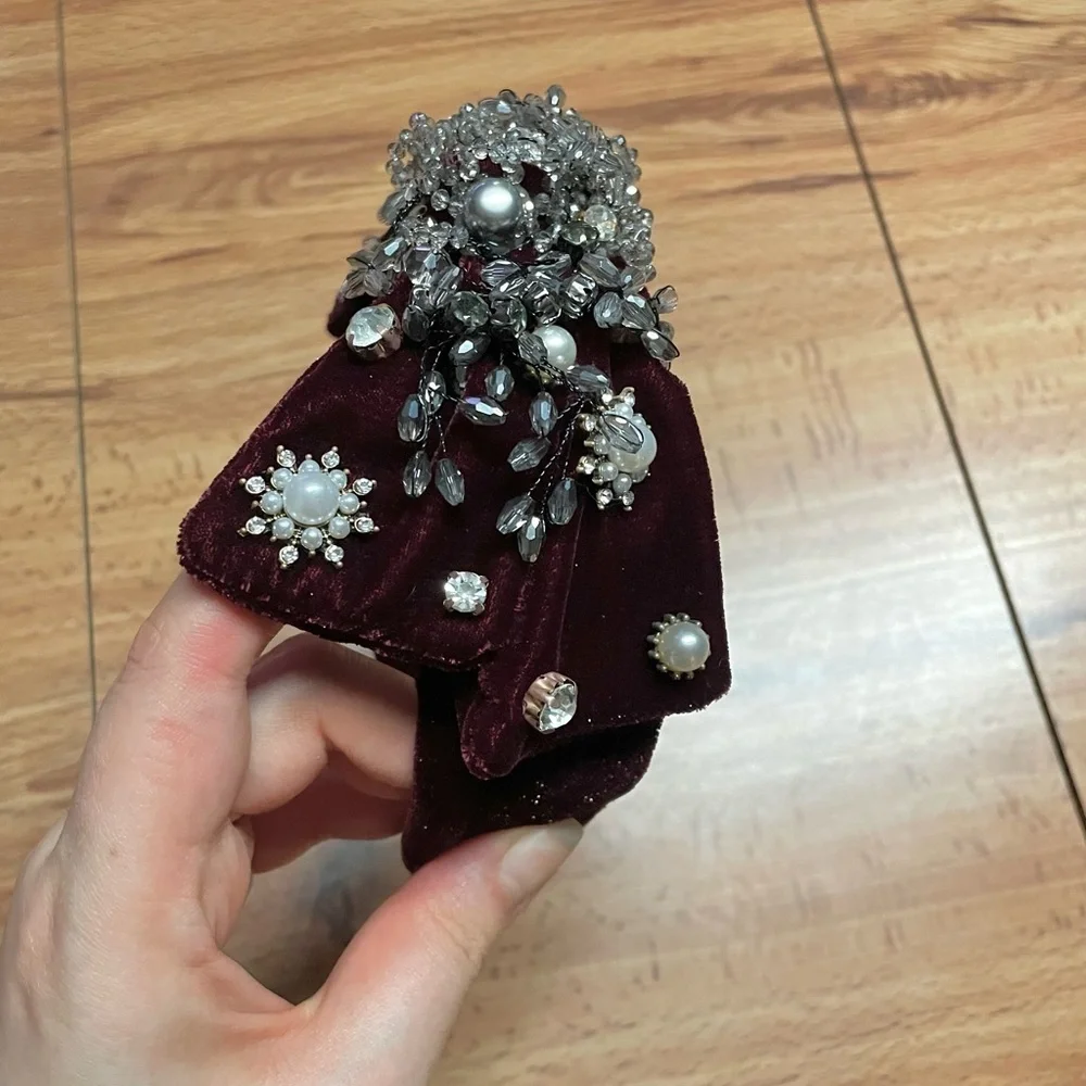Dark Wine Baroque Bow Embellished Headband